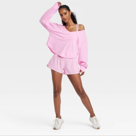 JoyLab V Neck Long Sleeve Pullover Top Pink Womens Size XL - Picture 3 of 11